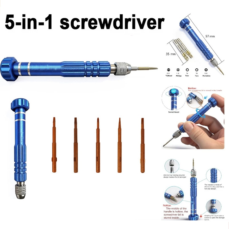 Electronics Repair Tool Kit - 5-in-1 Handy-Reparaturset, Notebook- und Tablet-Wartungsset, Präzisions-Kreuzstern-Bit-Set,