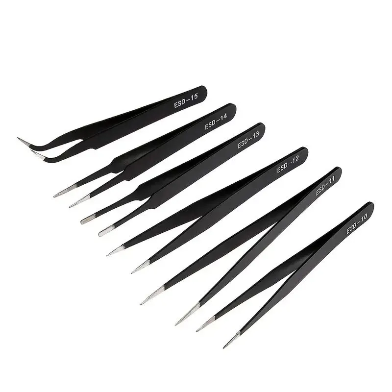 Electronics Repair Tools - Neues 6-teiliges Präzisions-Langpinzetten-Set, ESD antistatische Pinzetten